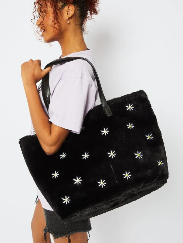 Lola Daisy Fluff Tote Bag sold by Skinnydip London