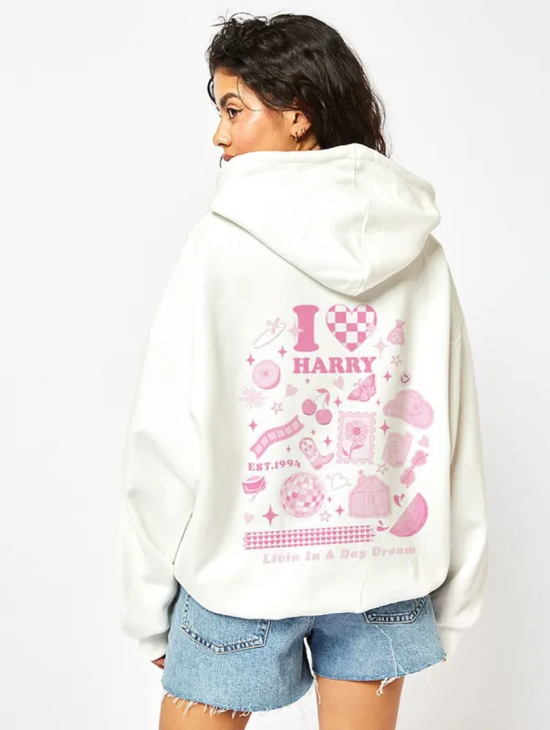 I Heart Harry Hoodie In White sold by Skinnydip London