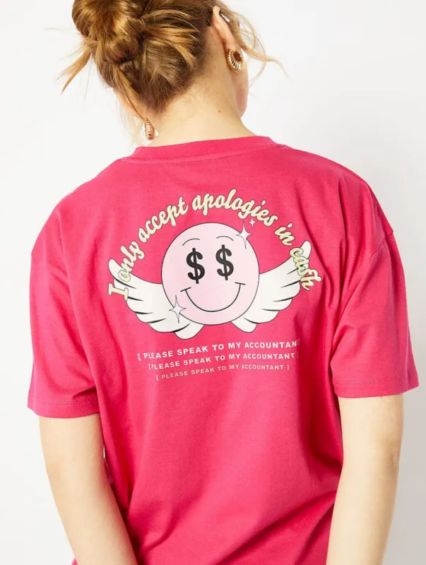 Dollar Face Slogan Oversized T-Shirt made by Skinnydip London