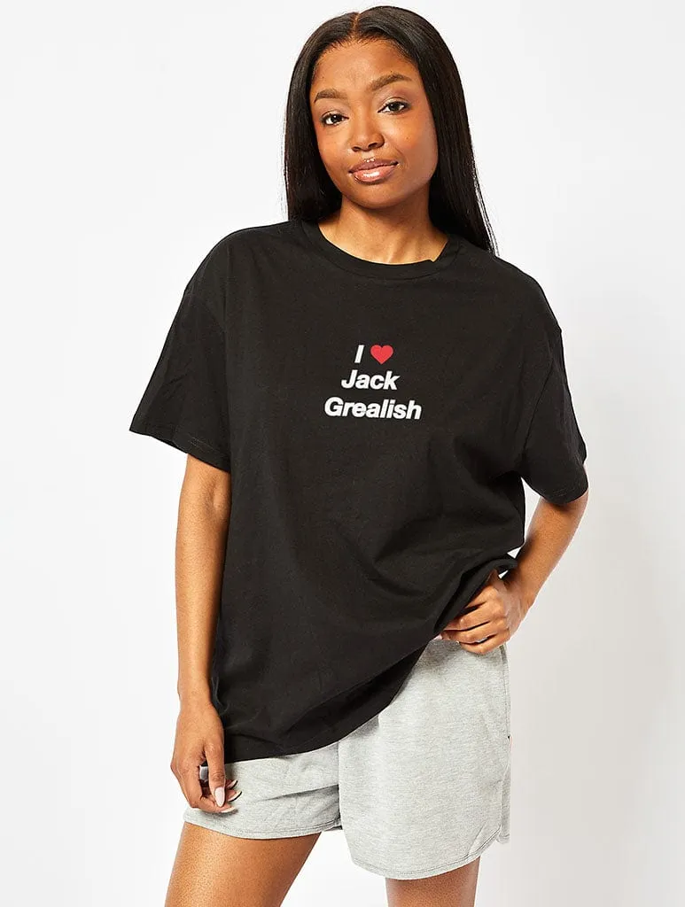 I Heart Jack Grealish T-Shirt In Black sold by Skinnydip London