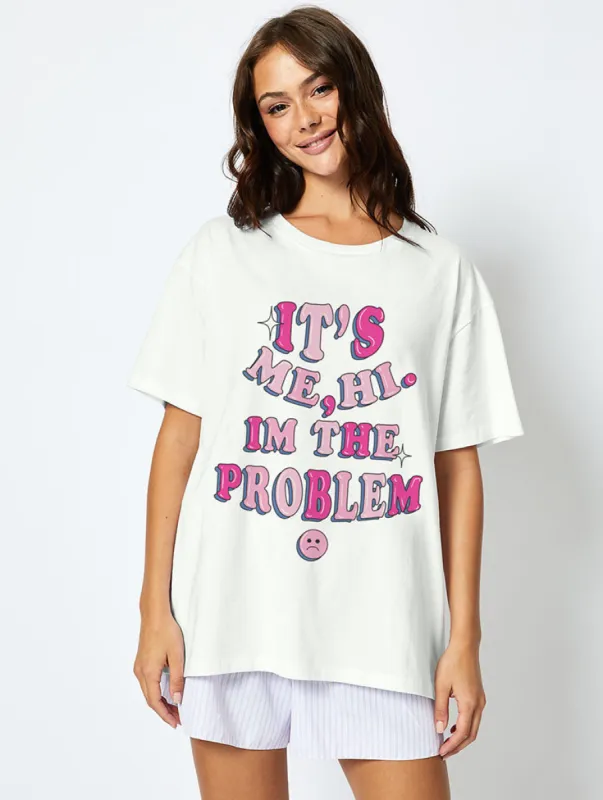 It's Me, Hi, I'm the Problem T-Shirt in Ecru sold by Skinnydip London