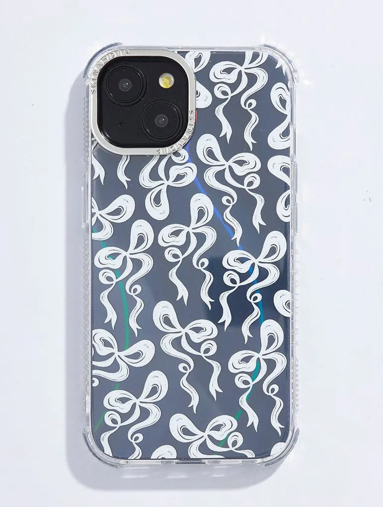 White Bow Swirl Shock iPhone Case sold by Skinnydip London