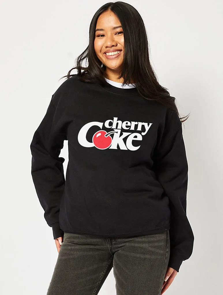 Cherry Coke Sweatshirt In Black sold by Skinnydip London