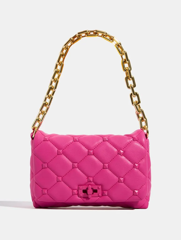 Farah Pink Studded Quilt Chain Shoulder Bag sold by Skinnydip London product image thumbnail 3