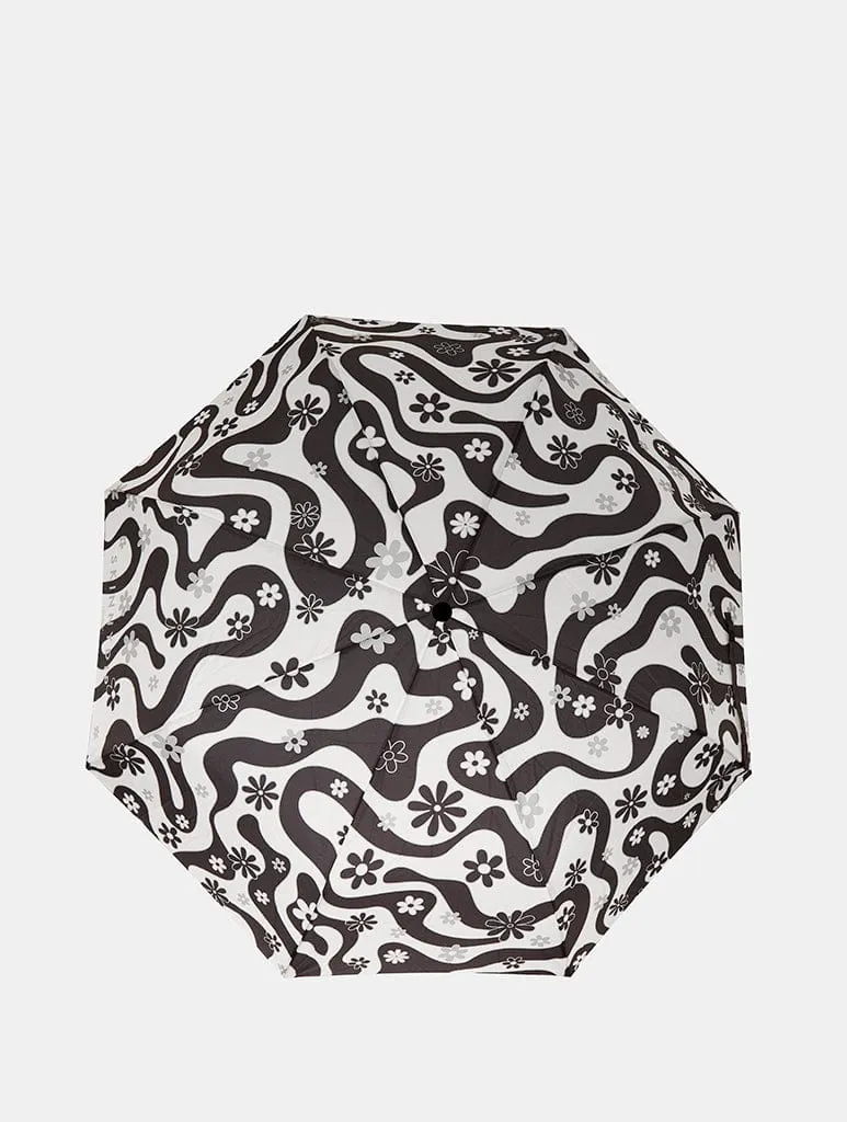 Black Floral Swirl Umbrella sold by Skinnydip London product image thumbnail 4