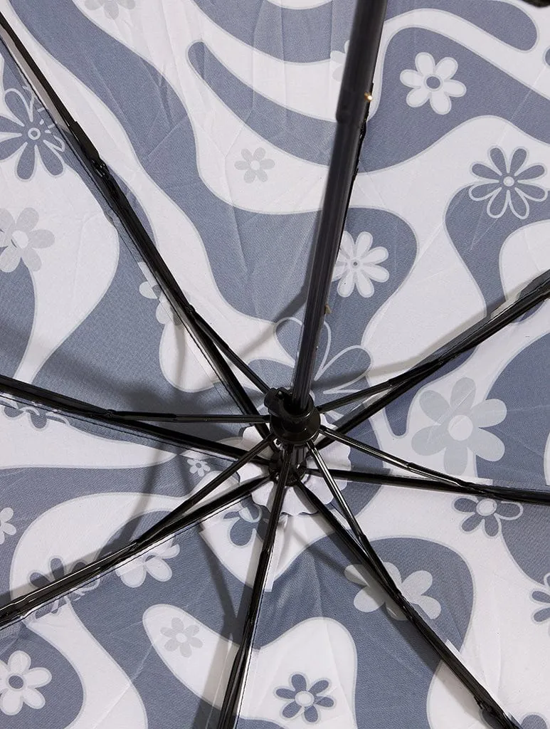 Black Floral Swirl Umbrella sold by Skinnydip London product image thumbnail 5
