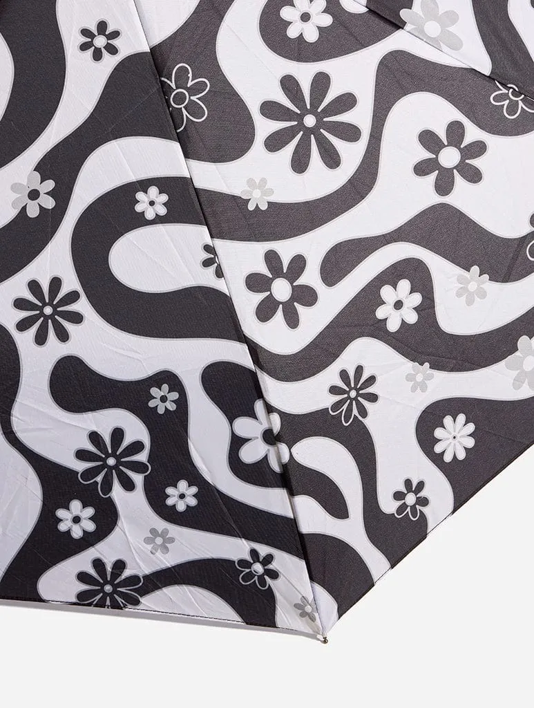 Black Floral Swirl Umbrella sold by Skinnydip London product image thumbnail 3