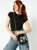 Black Beaded Flower Drawstring Bag sold by Skinnydip London