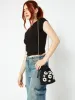 Black Beaded Flower Drawstring Bag sold by Skinnydip London