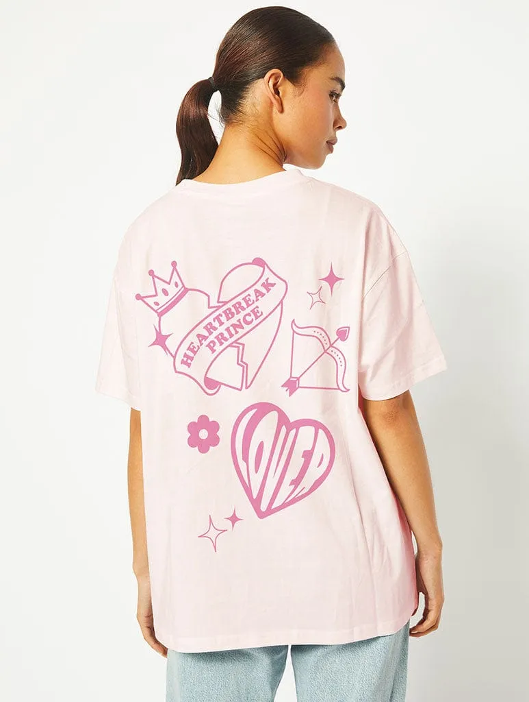 Lover T-Shirt in Pink sold by Skinnydip London