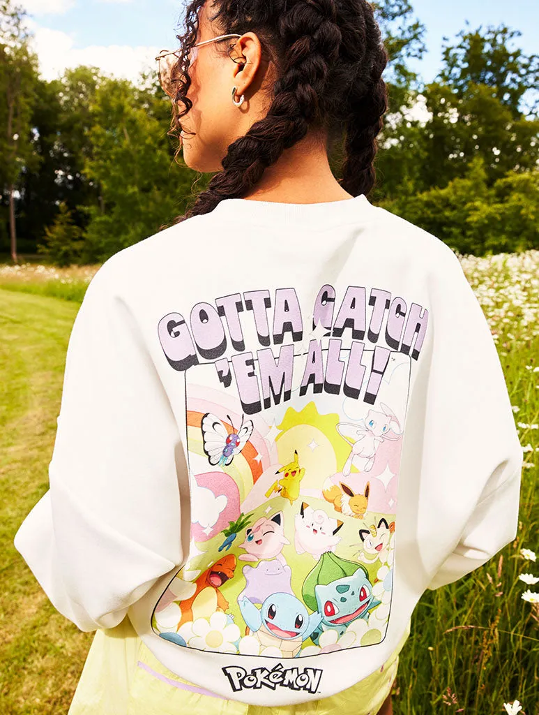 Pokémon Catch 'Em All Ecru Sweatshirt sold by Skinnydip London