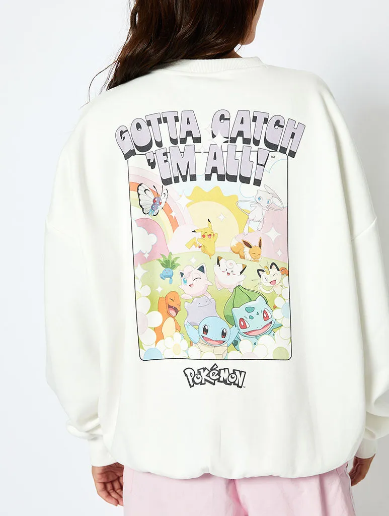 Pokémon Catch 'Em All Ecru Sweatshirt sold by Skinnydip London product image thumbnail 4