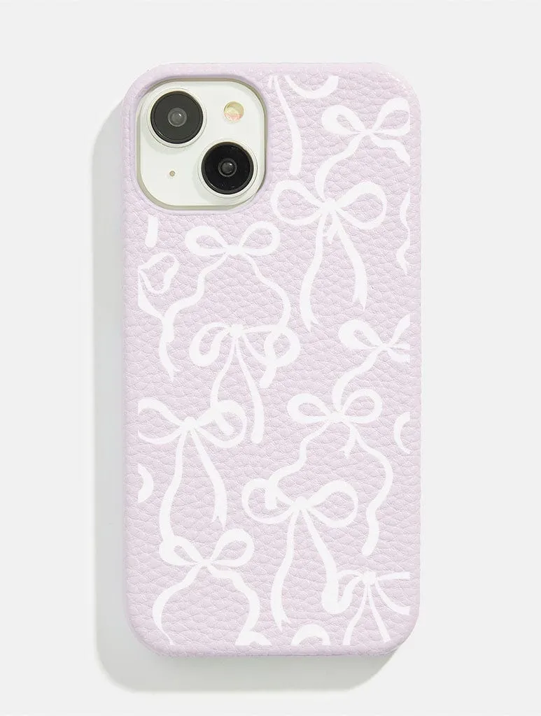 Lilac & White Bows Vegan Leather iPhone Case sold by Skinnydip London