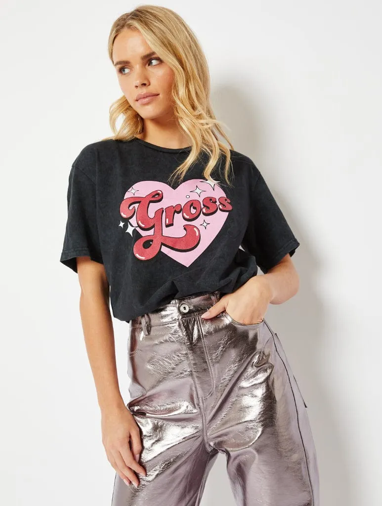 Gross Graphic Oversized Acid Wash T-Shirt sold by Skinnydip London