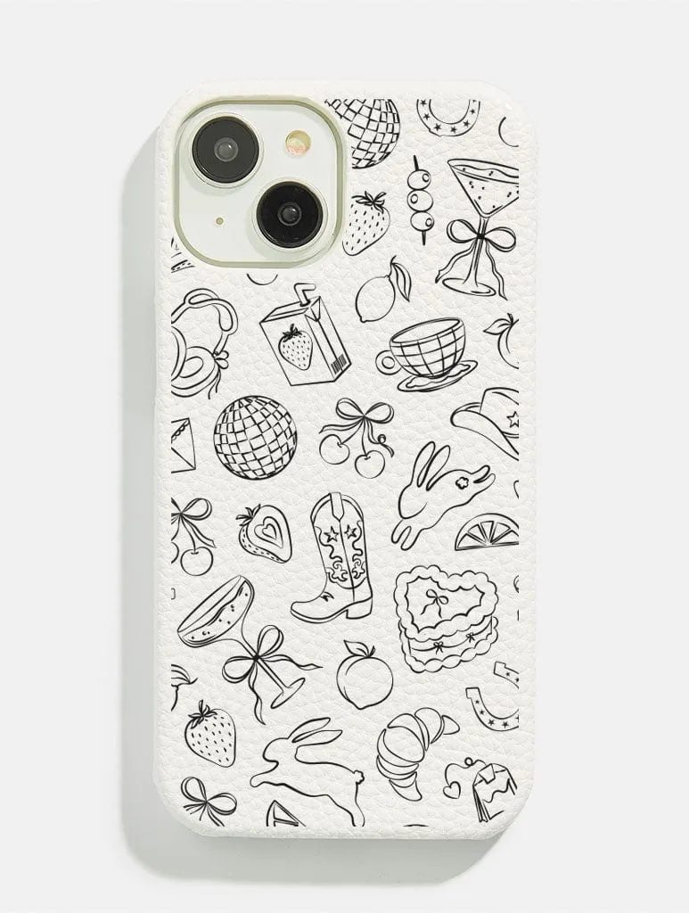 Coquette Doodle Vegan Leather iPhone Case sold by Skinnydip London