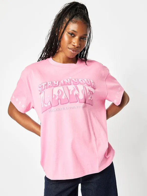 Stay In Your Lane Oversized T-Shirt sold by Skinnydip London