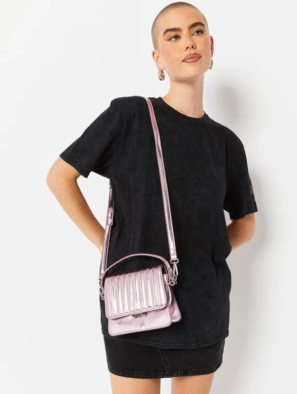 Pink Frosted Metallic Mini Tote Bag sold by Skinnydip London