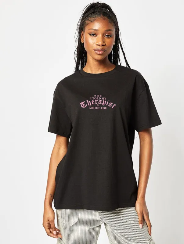 I Told My Therapist T-Shirt in Black sold by Skinnydip London