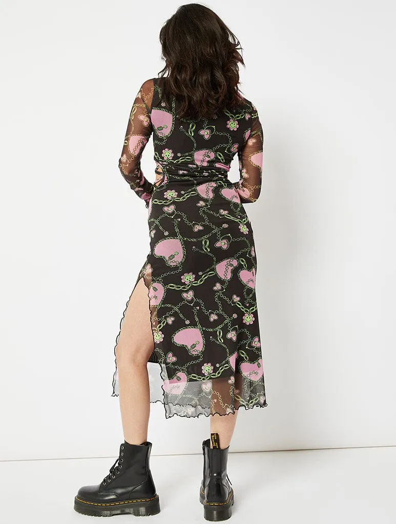 Charming Chain Heart Mesh Midi Dress sold by Skinnydip London product image thumbnail 4