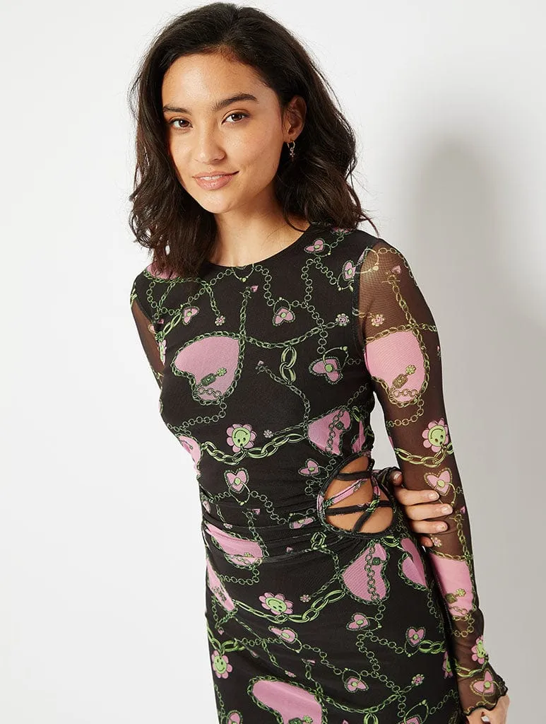 Charming Chain Heart Mesh Midi Dress sold by Skinnydip London product image thumbnail 2