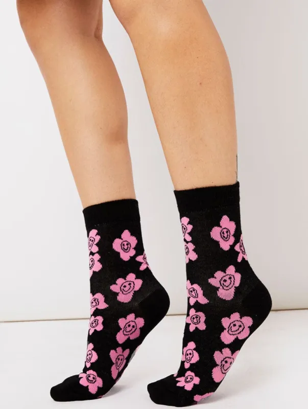 Ditsy Flower Face Print Socks made by Skinnydip London