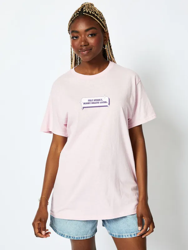 Spooky Text T-Shirt In Pink sold by Skinnydip London
