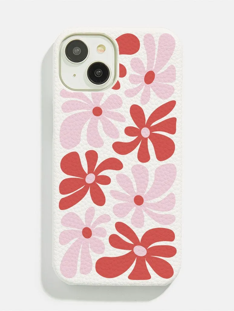 Red & Pink Daisy Vegan Leather iPhone Case sold by Skinnydip London