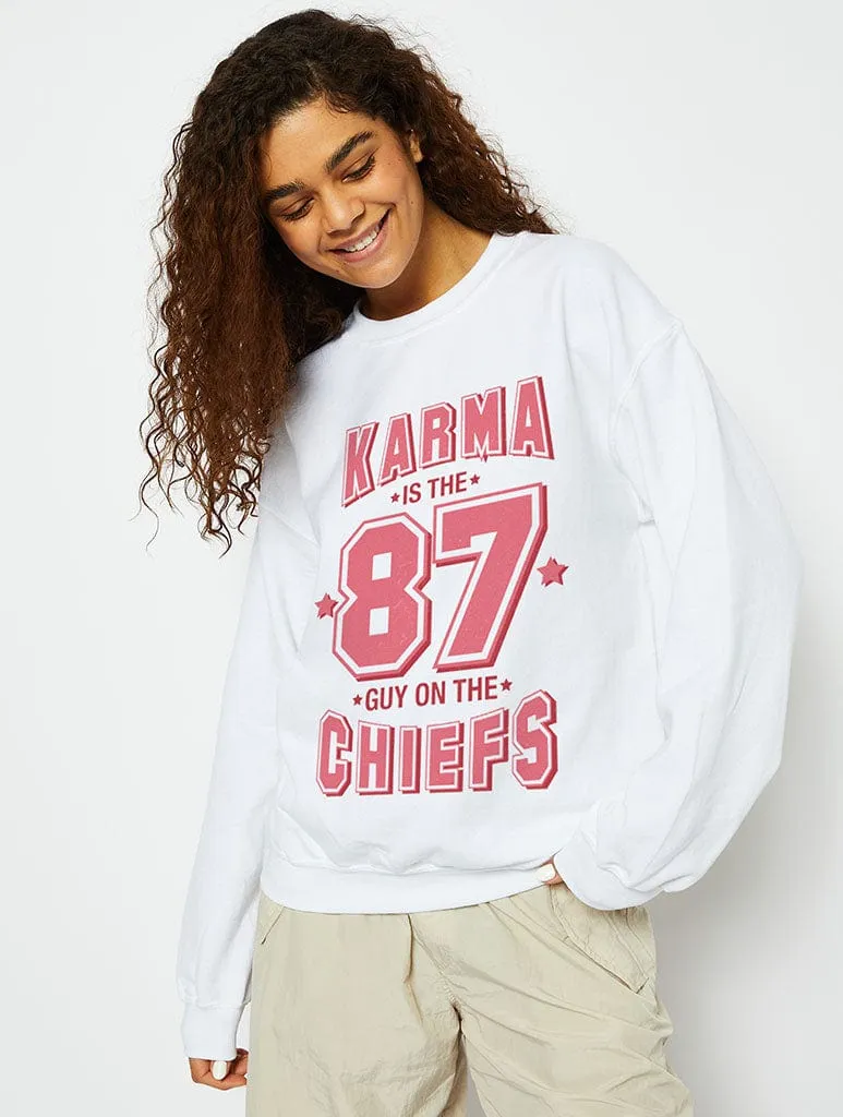Karma Sweatshirt in White sold by Skinnydip London