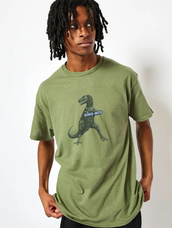 Dino Mite T-Shirt in Green sold by Skinnydip London