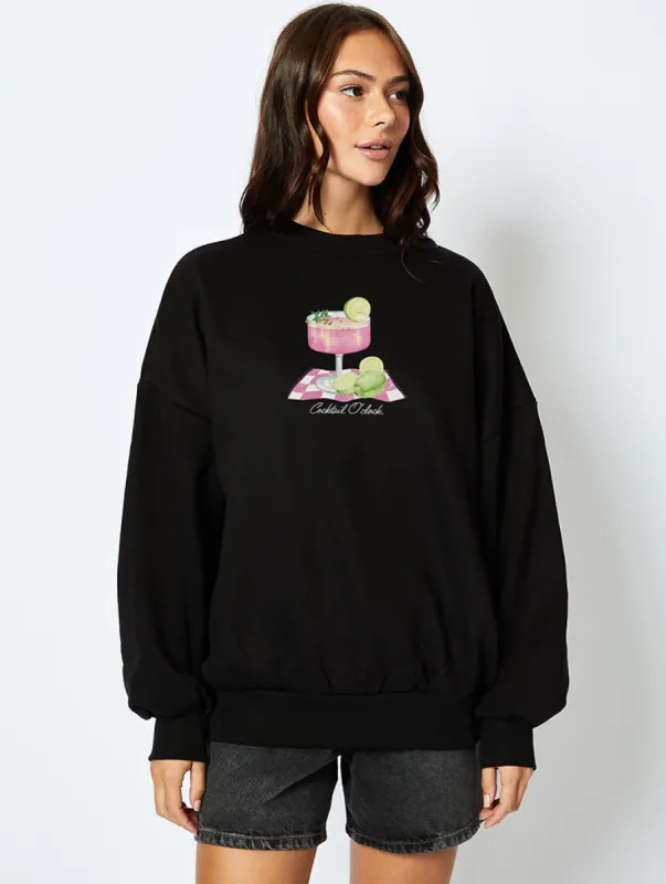 Cocktail O'Clock Sweatshirt In Black sold by Skinnydip London