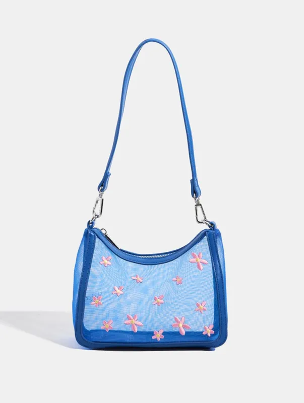 Maia Blue Mesh Cross Body Bag sold by Skinnydip London