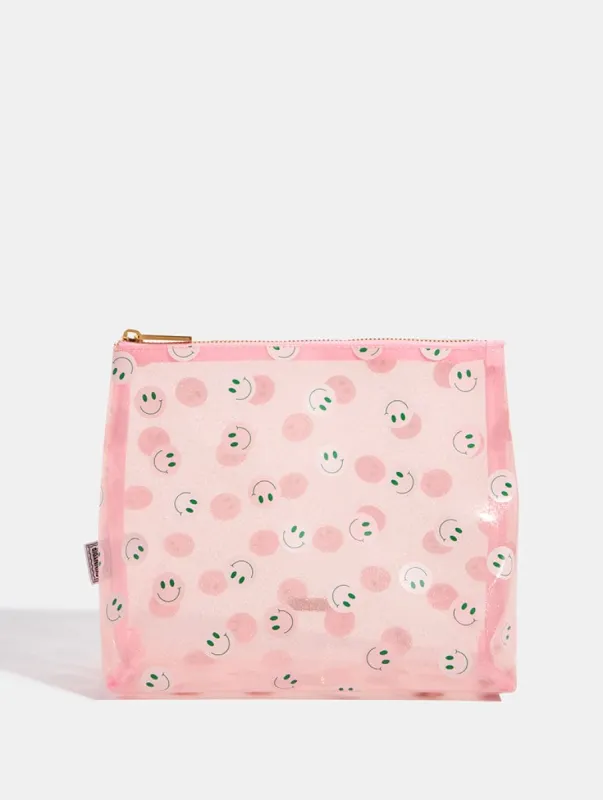 Pink & Green Happy Face Wash Bag sold by Skinnydip London