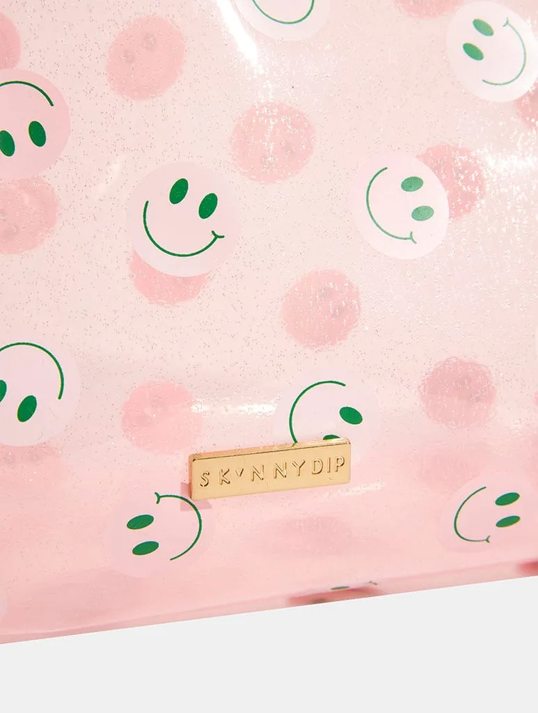 Pink & Green Happy Face Wash Bag sold by Skinnydip London product image thumbnail 5