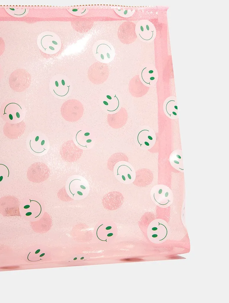 Pink & Green Happy Face Wash Bag sold by Skinnydip London product image thumbnail 4