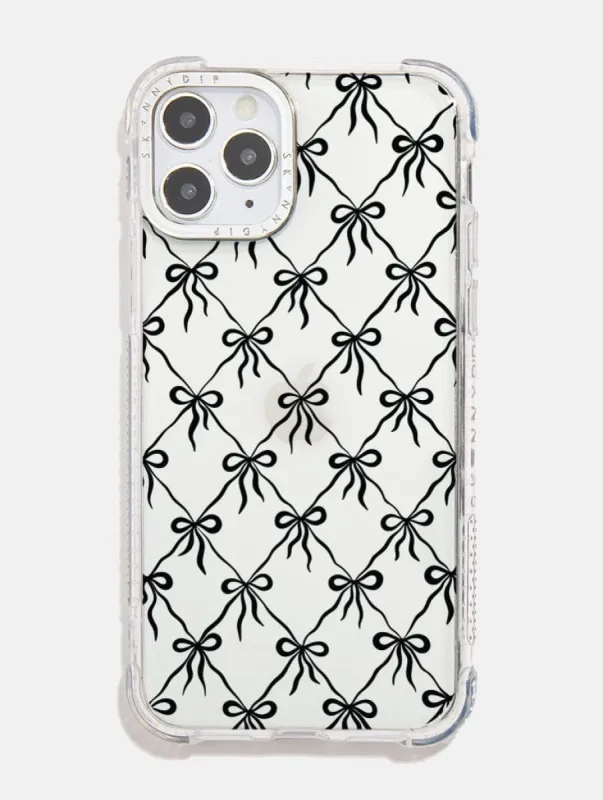 Quilted Bow Black Shock iPhone Case sold by Skinnydip London