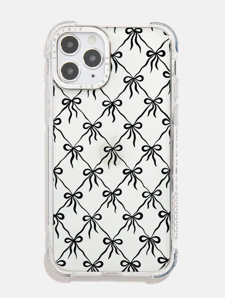 Quilted Bow Black Shock iPhone Case sold by Skinnydip London