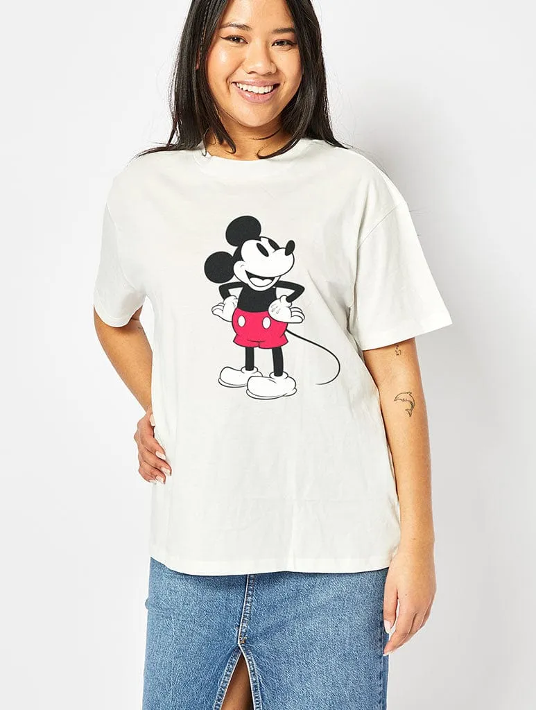 Disney Mickey Mouse T-Shirt In Ecru sold by Skinnydip London