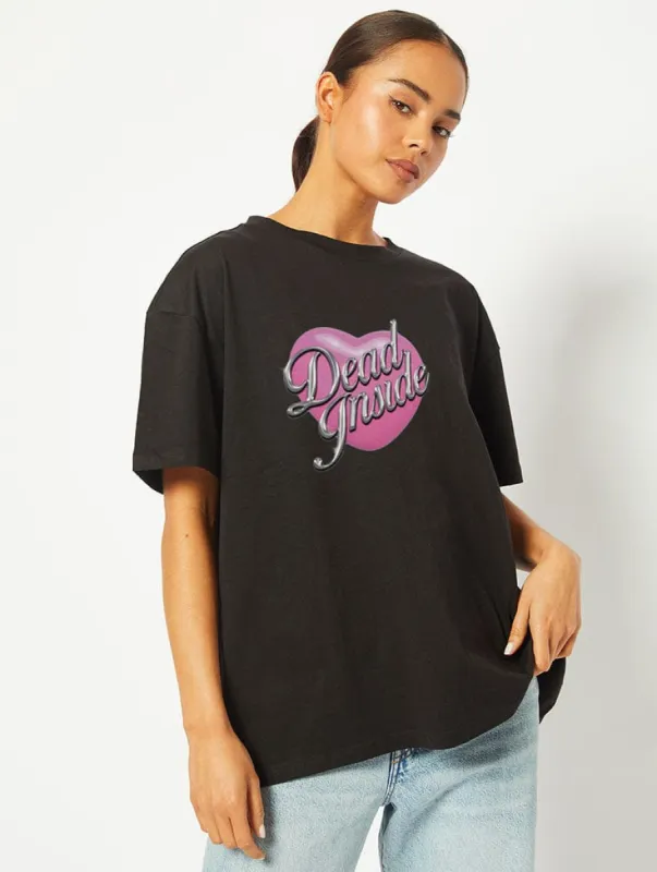 Dead Inside T-Shirt in Black sold by Skinnydip London