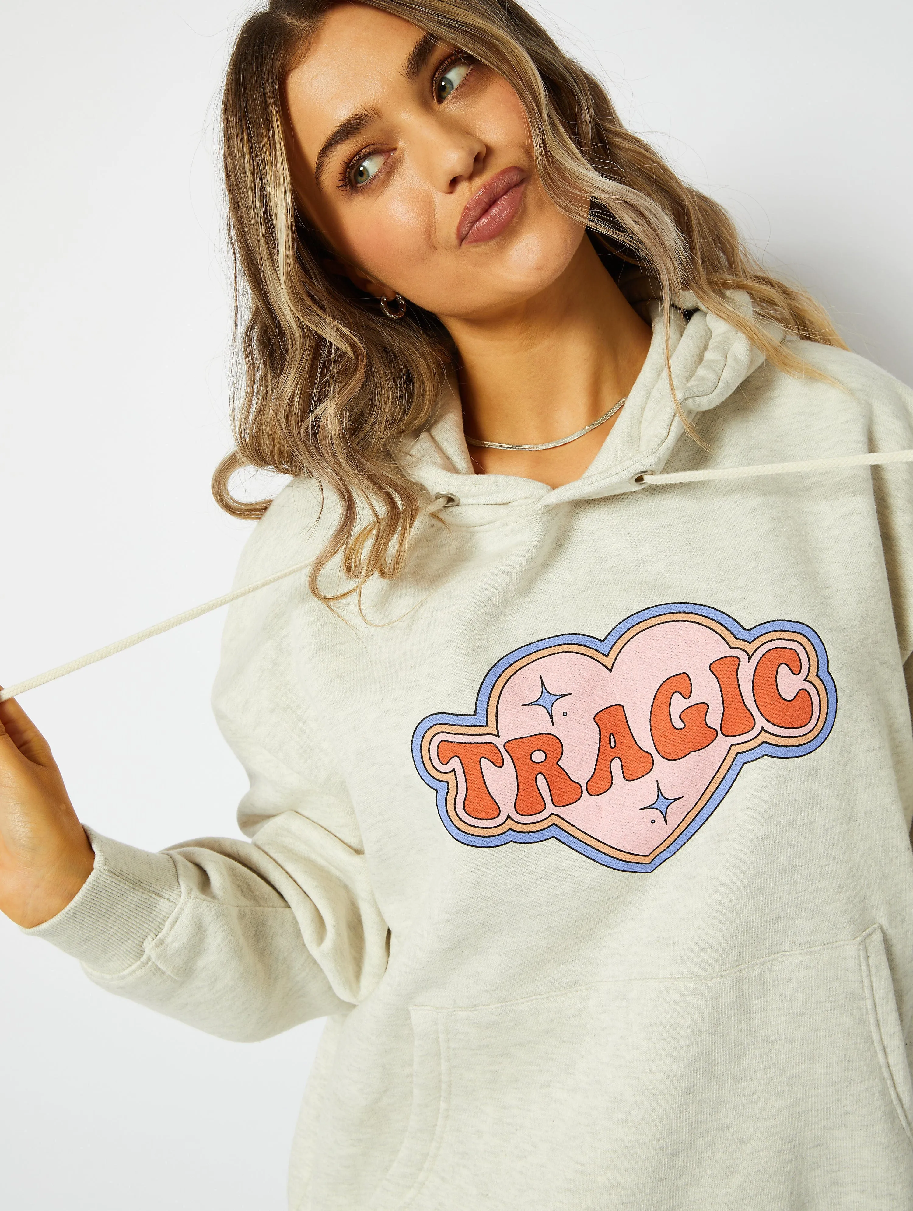 Tragic Grey Marl Oversized Hoodie sold by Skinnydip London