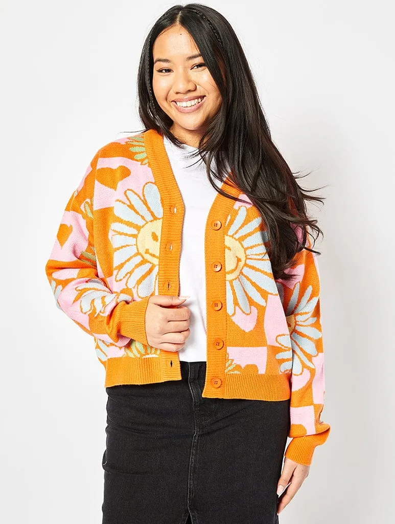 Love Heart Check Knit Cardigan in Multi sold by Skinnydip London product image thumbnail 4