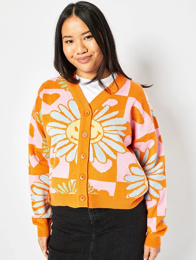 Love Heart Check Knit Cardigan in Multi sold by Skinnydip London product image thumbnail 2