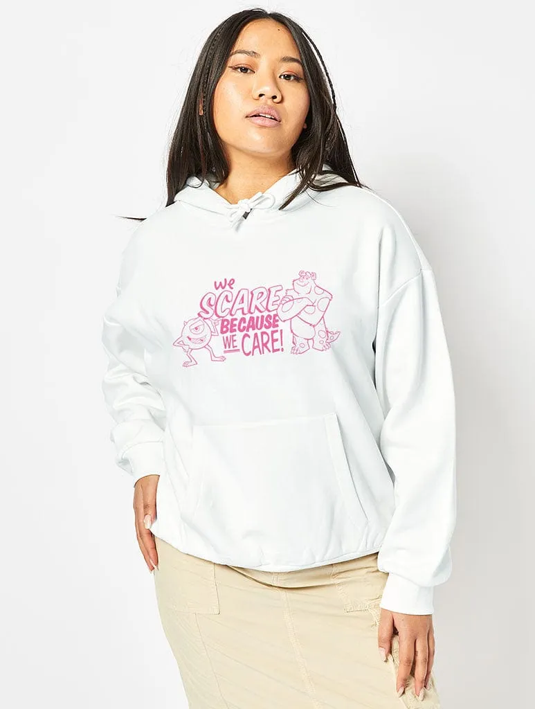 Disney Monsters Inc We Scare Because We Care Hoodie in White sold by Skinnydip London product image thumbnail 2