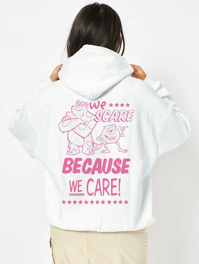 Disney Monsters Inc We Scare Because We Care Hoodie in White sold by Skinnydip London