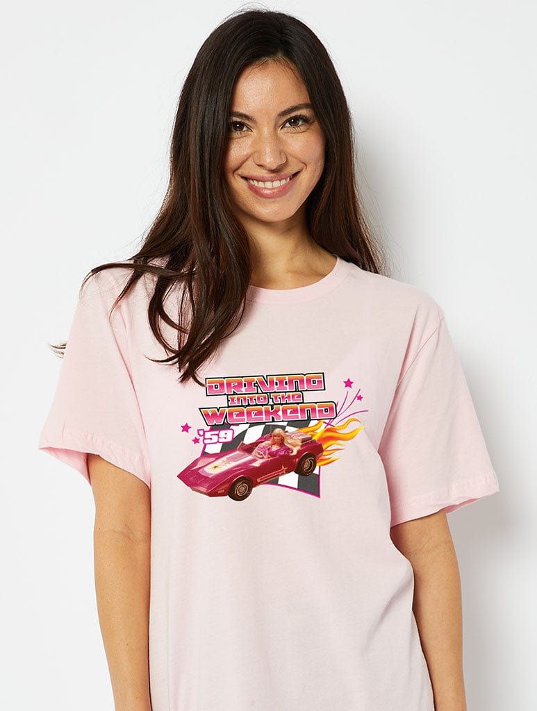 Barbie x Skinnydip Driving Into The Weekend T-Shirt sold by Skinnydip London