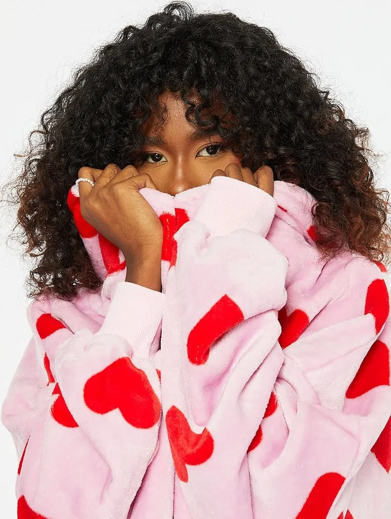 Pink Heart Blanket Hoodie sold by Skinnydip London product image thumbnail 2