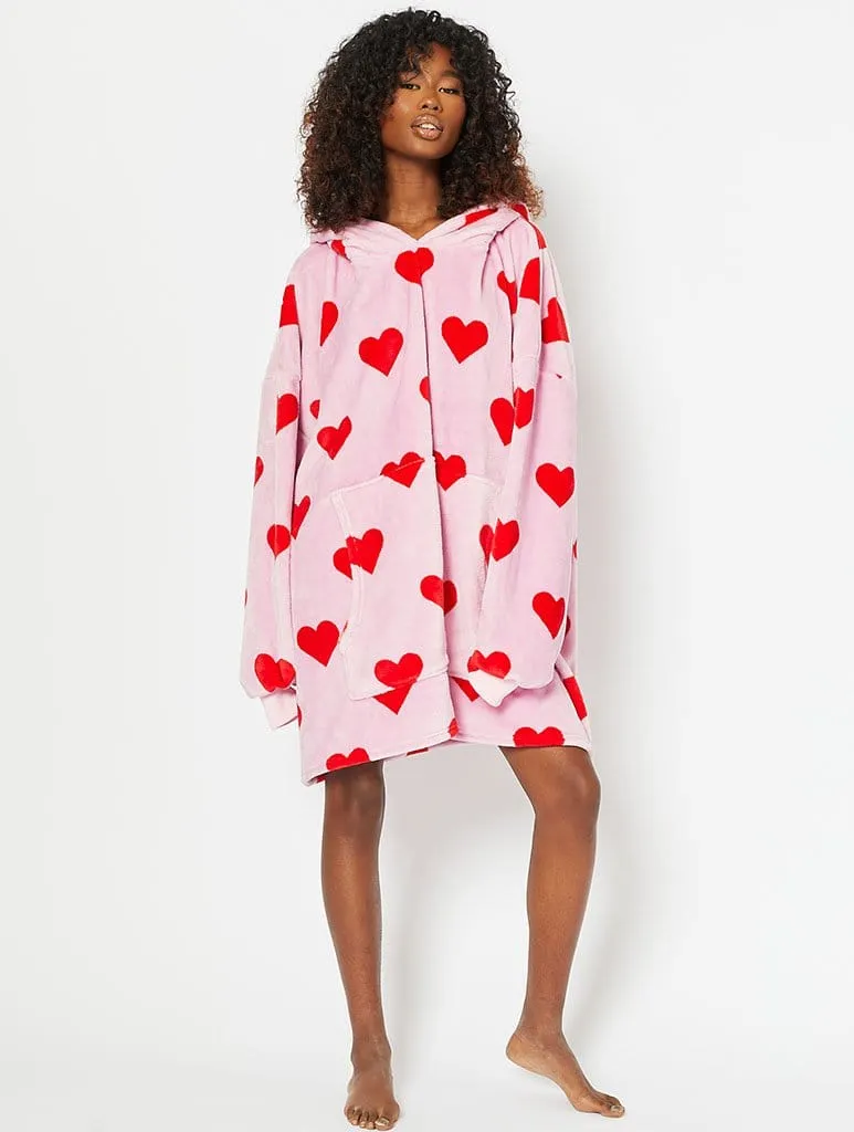 Pink Heart Blanket Hoodie sold by Skinnydip London