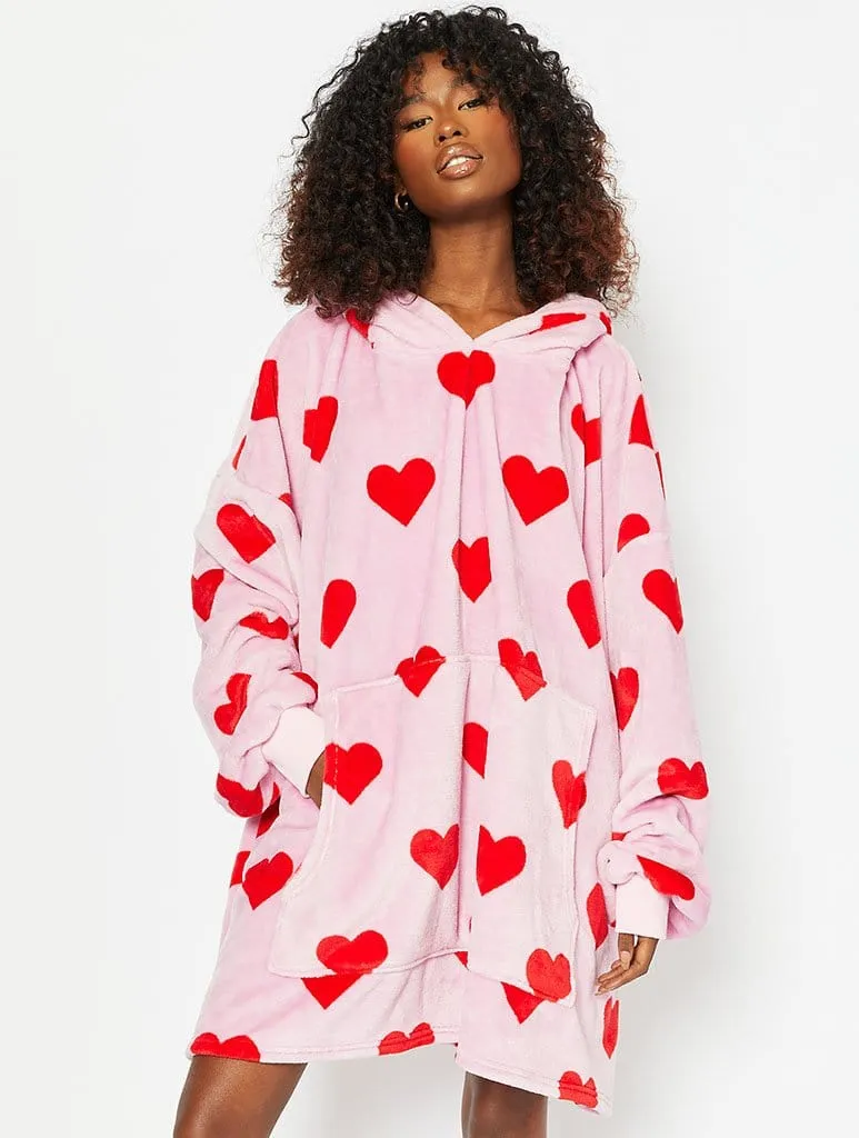 Pink Heart Blanket Hoodie sold by Skinnydip London product image thumbnail 3