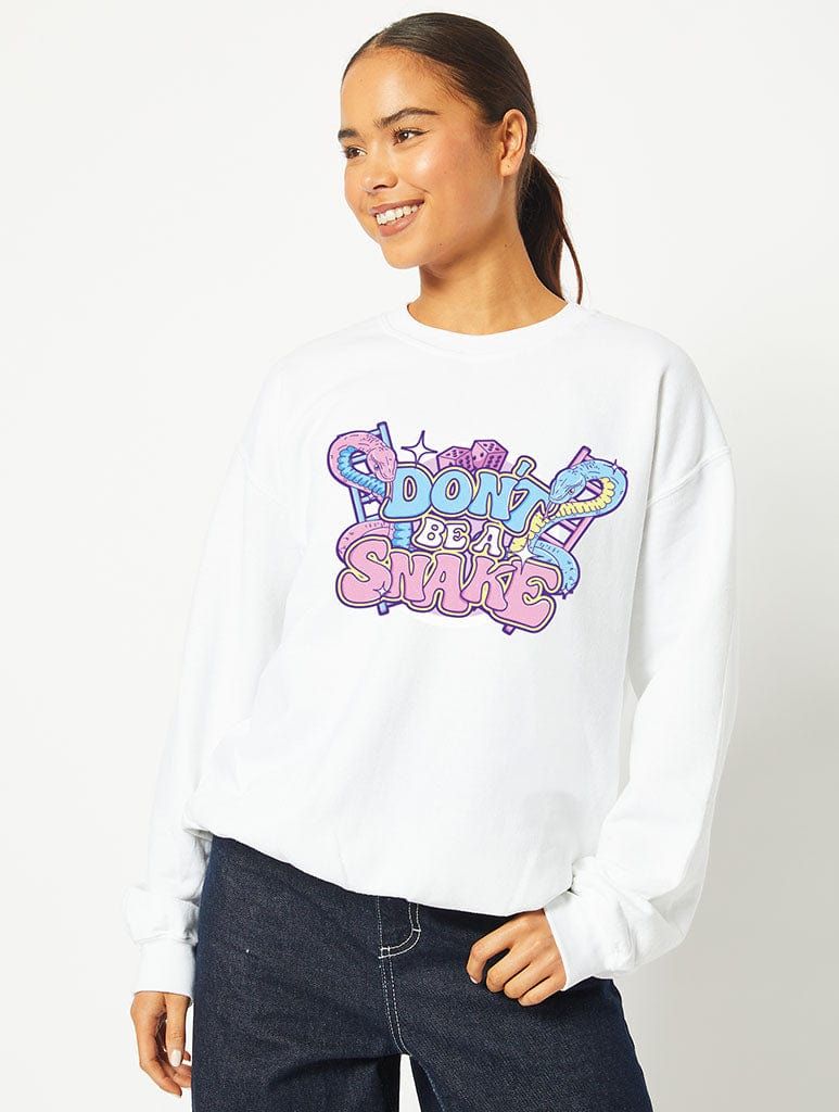 Don’t be a Snake Sweatshirt in White sold by Skinnydip London