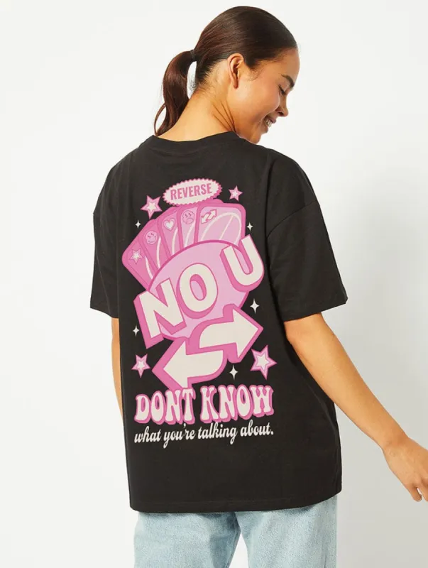No U Know T-Shirt in Black sold by Skinnydip London