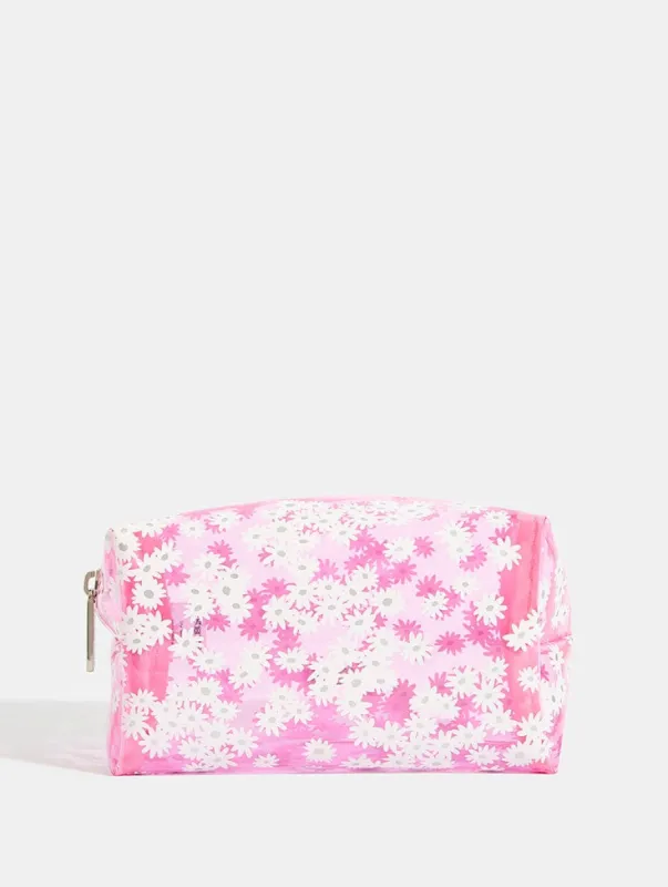 Pink Daisy Makeup Bag sold by Skinnydip London